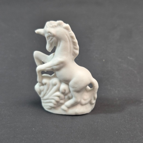 Other - Vintage White Bisque Porcelain Unicorn Figurine Miniature Rearing Mythical Decor